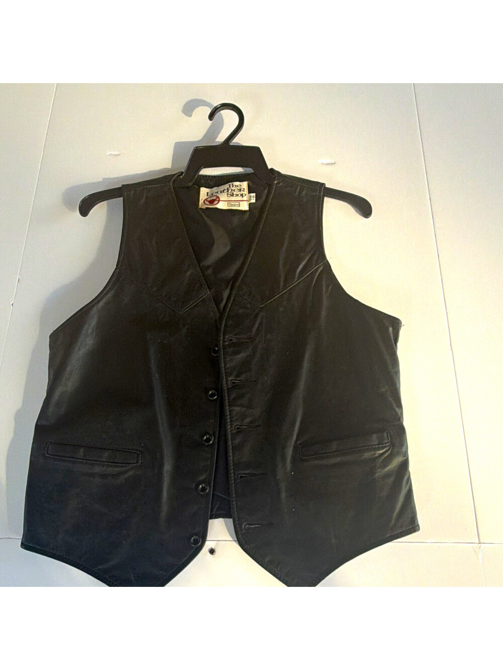 Vintage Leather Shop Men's Tailored Black Leather Vest, Regular Size 38